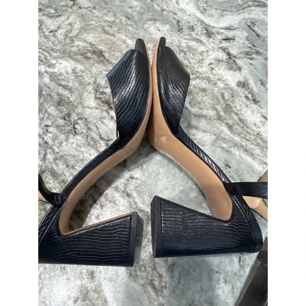 Michael by Michael Shannon Seren sandals, snake-print faux leather flare heel 10